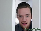Naughty teen throating stepdad